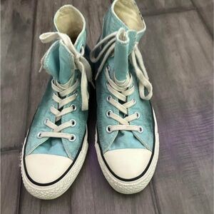 Converse Light Blue High-Tops with Cream Details